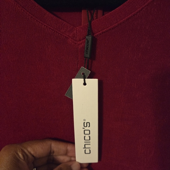 Chico's Women's Red Stretchy Cocktail Shift Dress. Size S Witchy Dark Romance - Picture 5 of 6